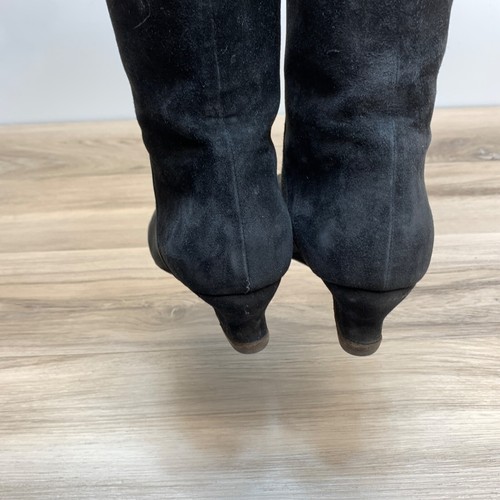 Bottega Veneta Knee High Suede Womens Black Designer Boots Sz 37 US 7 Low Wedge - Picture 13 of 15