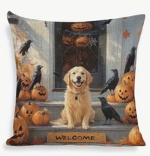Golden Retriever Fall Leaves Double Sided Throw Pillow Cover Holiday Home Decor
