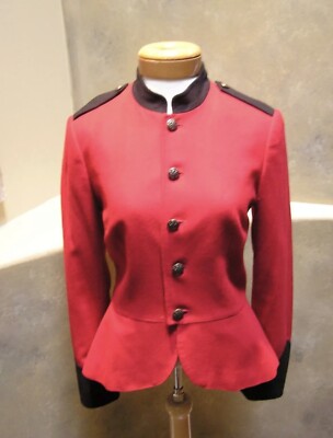 RUGBY Ralph Lauren wool Military peplum jacket blazer w/ epaulette  red/black 10