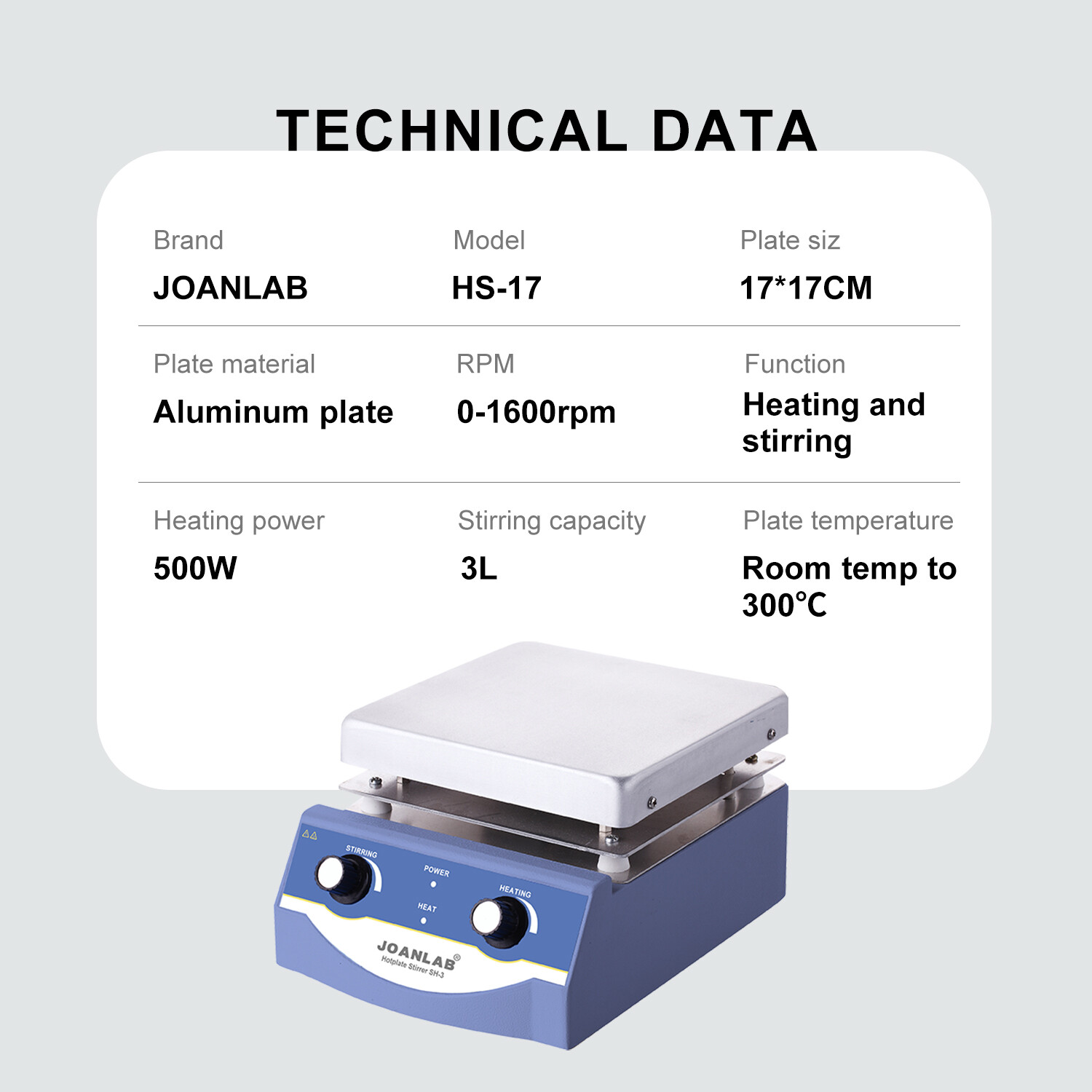 JOANLAB Stirrer Hot Plate 3000ml Hotplate Stirring 220V Dual