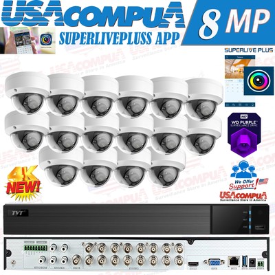 SUPERLIVEPLUS 4K 16CH CCTV Camera system ED-8216H5F-N 8MP Vandal Proof Lot