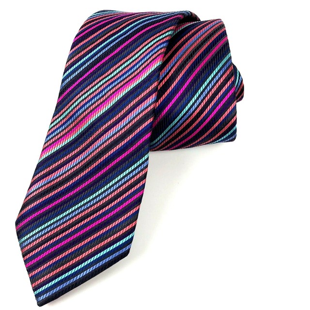 DUCHAMP LONDON Mens Silk Necktie Striped Multi Color Tie