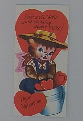 Vintage Child's School Valentine Card, I Get A Bit Pail Thinking Of You - Unused - Bild 1 von 2