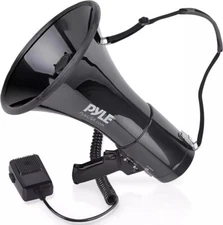 Pyle Megaphone Speaker PA Bullhorn Built-in Siren Adjustable Volume 50 Watts