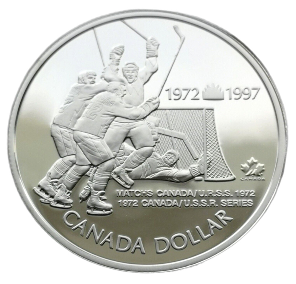Canada 1997 Canada / Russia Hockey Summit Proof Silver Dollar!!