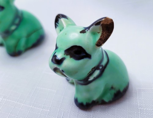 PAIR OF SYLVAC BYNGO MINIATURE CERAMIC FRENCH BULLDOG FIGURINES c1930s - Picture 9 of 11