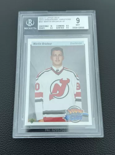 MARTIN BRODEUR 2010-11 UPPER DECK 20th ANNIVERSARY YOUNG GUNS ROOKIE Beckett 9
