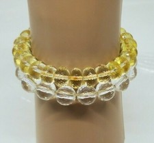 Vintage Multi-Faceted Crystal Beaded Stretch Bracelet Clear and Yellow 