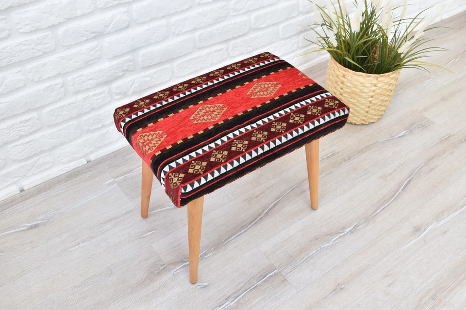 Luxury Upholstered Small Bench - Versatile Accent Furniture - Handmade Stool - Image 2 of 4