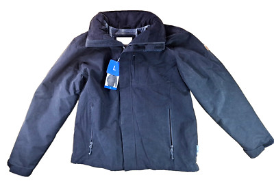 NEW Rugged Elements Mens LARGE Warm Trek Jacket Coat Hood in Collar Black Zip Up