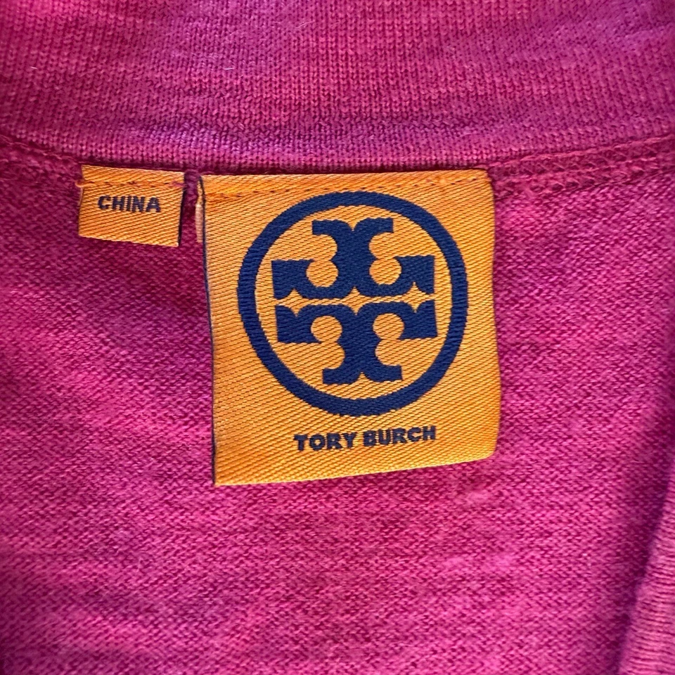 Cárdigan Tory Burch Simone Rosa Lana Merino Dorado Logo Botones Niñas Grande Foto 4 de 4