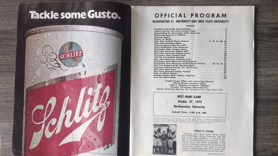 1973 Vintage OSU football program. Woody Hayes-Ohio State Buckeyes  Memorabilia  - Image 3 of 4