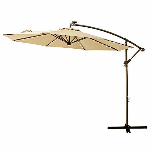 C Hopetree 10 Ft Offset Cantilever Outdoor Patio Umbrella With Solar Led Beige For Sale Online