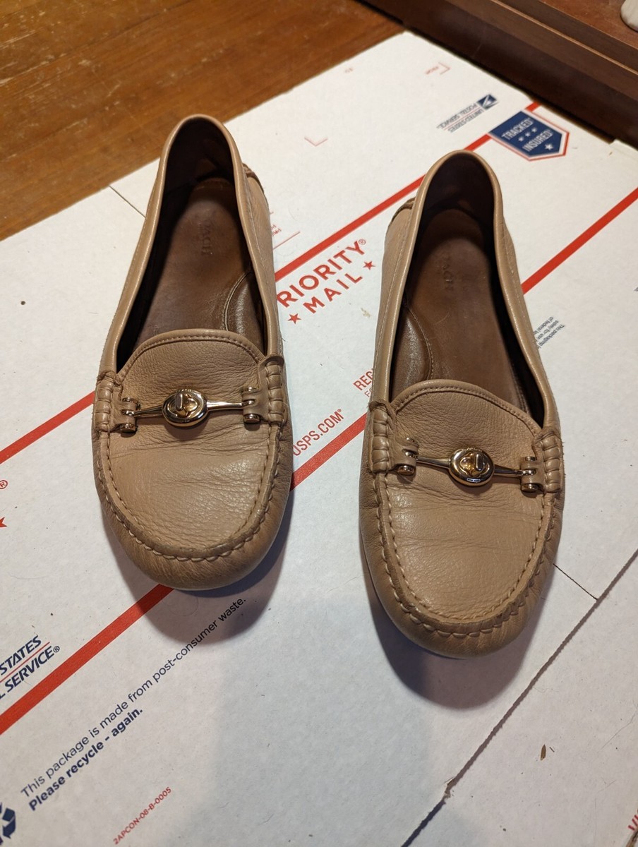 Coach Women's Brown Leather Arlene Slip On Driving Loafer Shoes Size