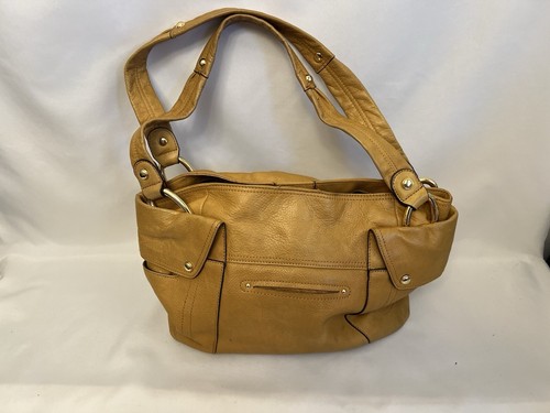 B. MAKOWSKY Big Slouchy Hobo Shoulder Bag Pebbled Mustard Colored Leather - Picture 4 of 18