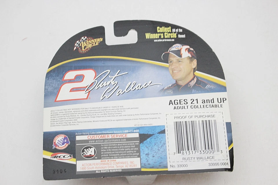 Winners Circle Rusty Wallace NASCAR Stock Car #2 Die Cast 2004 Sin usar, en caja como nuevo 1/64 Foto 3 de 3