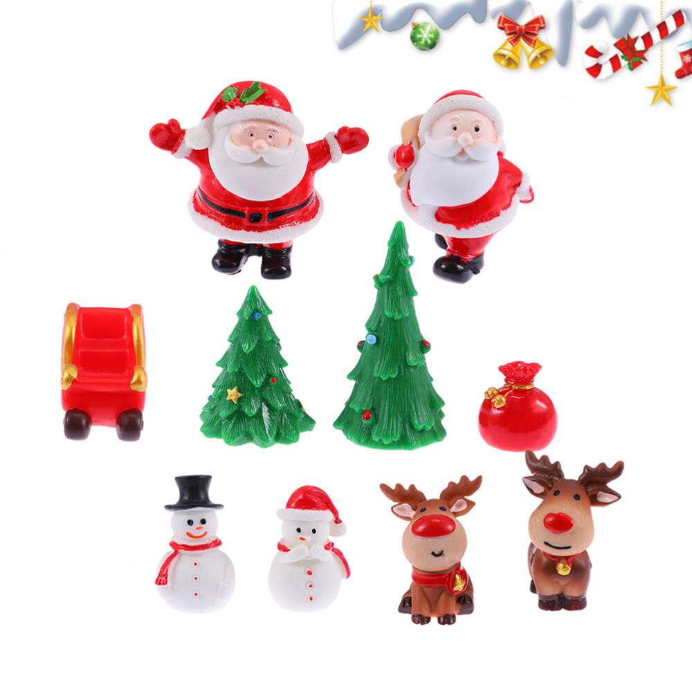10 Pcs DIY Snow Globes Figurines Christmas Crafts Mini Ornaments