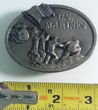 Vintage High End Metal US Marines Belt Buckle Limited Inscribed 1982 Soldiers