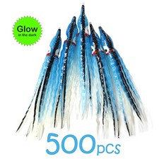 Fish WOW! Glow Blue 5" Fishing Squid Skirts Octopus Hoochies Crinkle wave lure