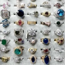 100Pcs Wholesale Colorful Crystal Mixed Rings Bulk Finger Band Ring Jewelry Gift