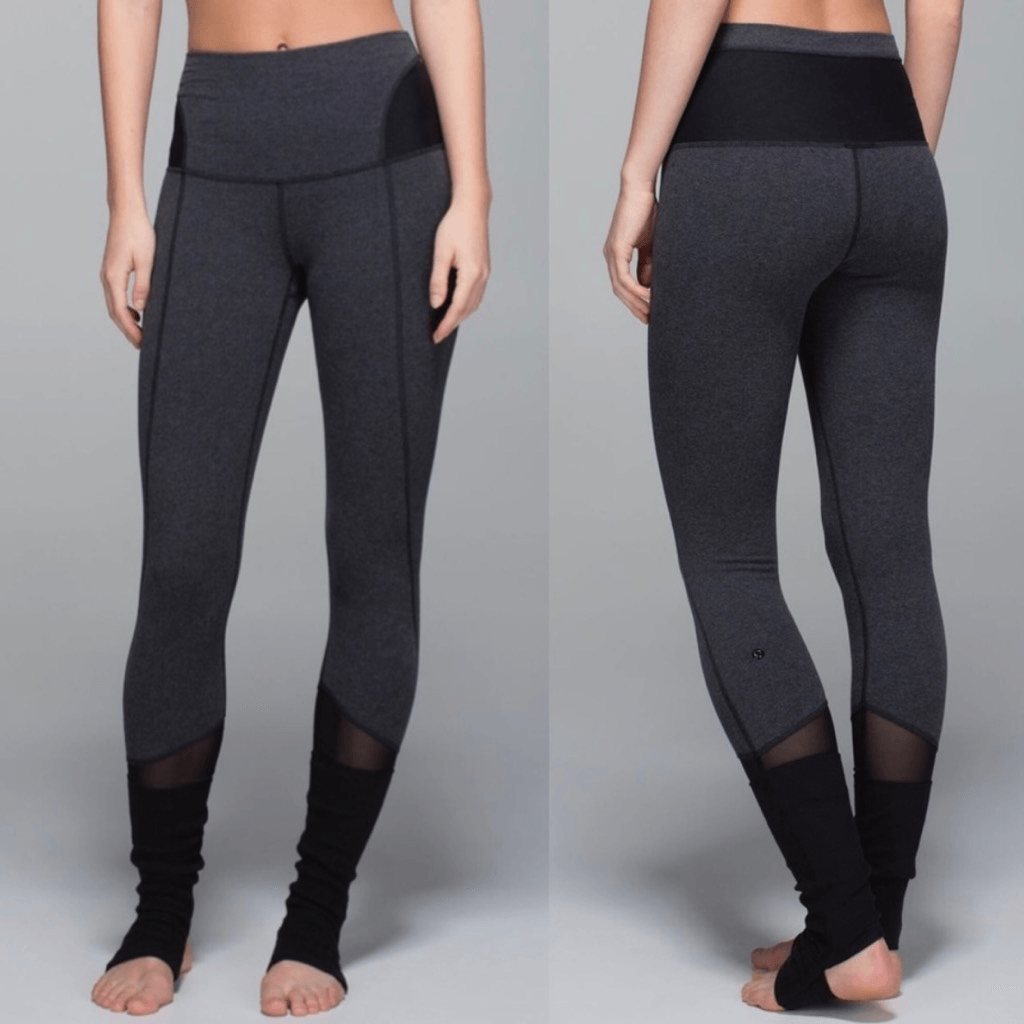 Lululemon Devi Yoga Cotton Stirrup High Rise Waist Leggings Mesh