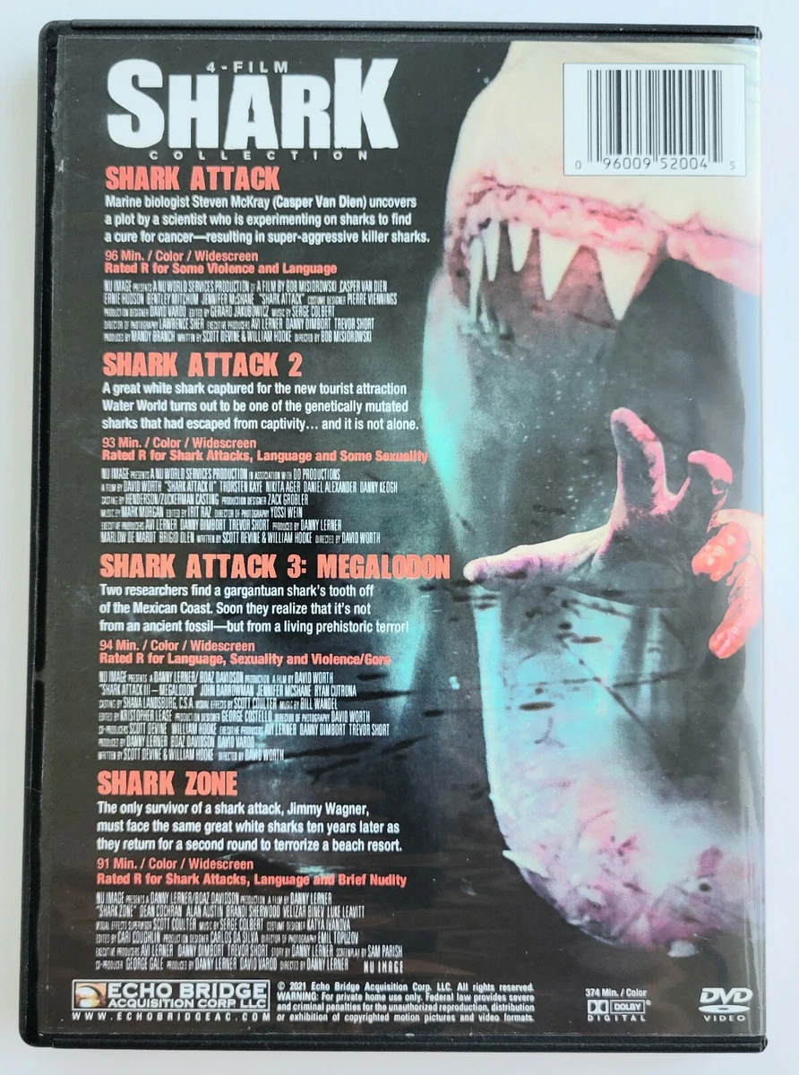 Shark 4-Film Collection 2021 DVD Movie Shark Attack 1 2 3 Megalodon + Shark Zone