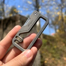 EDC Titanium Keychain Buckle 12C28 Blade Folding Knife Pocket Outdoor Multi Tool