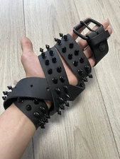 Vintage Y2K Spikes Studdet Metal Punk Leather Belt Emo