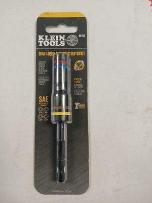 KLEIN TOOLS 651QS QUAD-4 DEEP-WELL HEAVY-DUTY IMPACT FLIP SOCKETS SAE -BRAND NEW