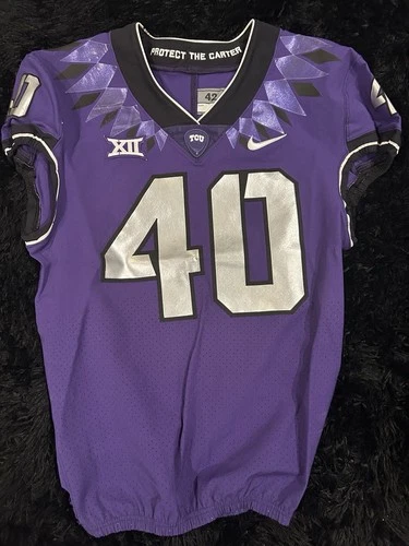 2016 Game Worn Used Nike TCU Football Uniform Home Jersey #40 James McFarland