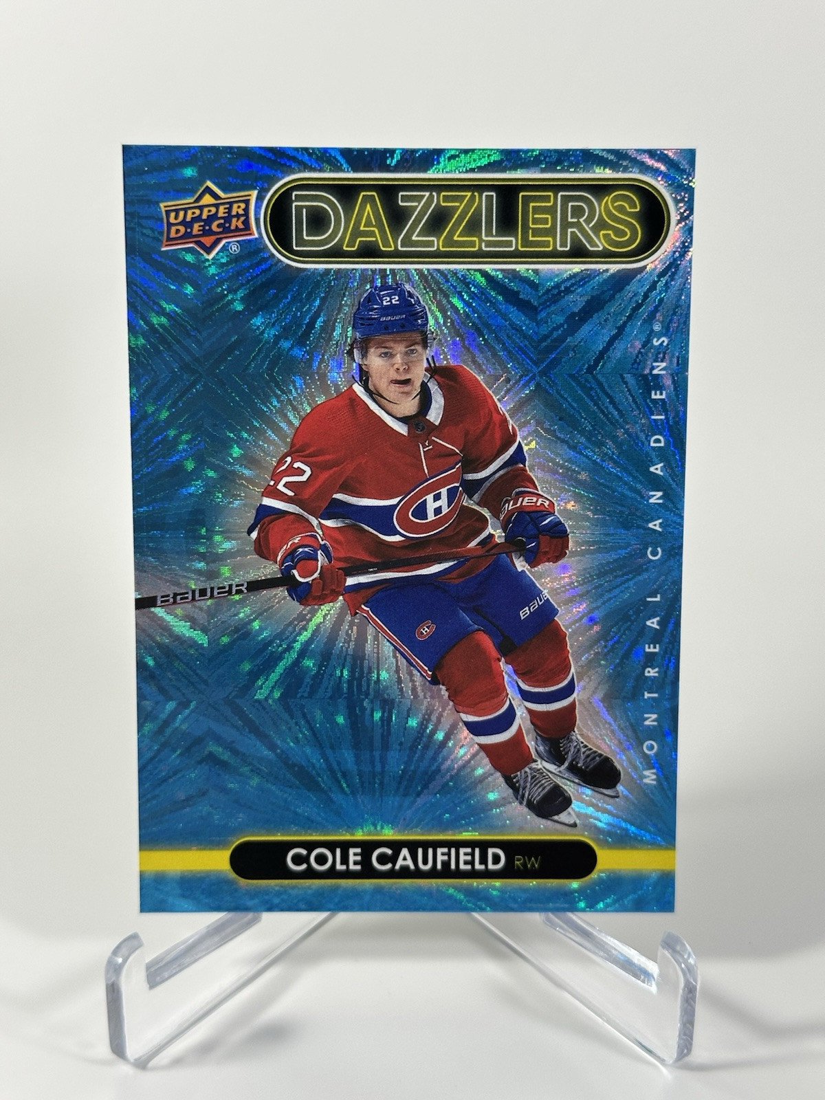 2021-22 Upper Deck #DZ-25 Cole Caufield Dazzlers Blue Foil Rookie RC CANADIENS