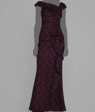 $960 Rickie Freeman by Teri Jon Women's Black Asymmetrical Gown Dress Size 10
