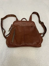 American Leather Co. Double Zip Leather Backpack Purse