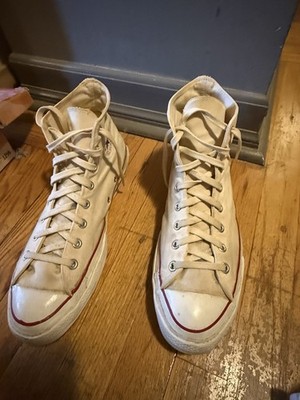 CONVERSE Chuck Taylor All Star Blue Label Size 12.5White Vtg USA Hi-Tops