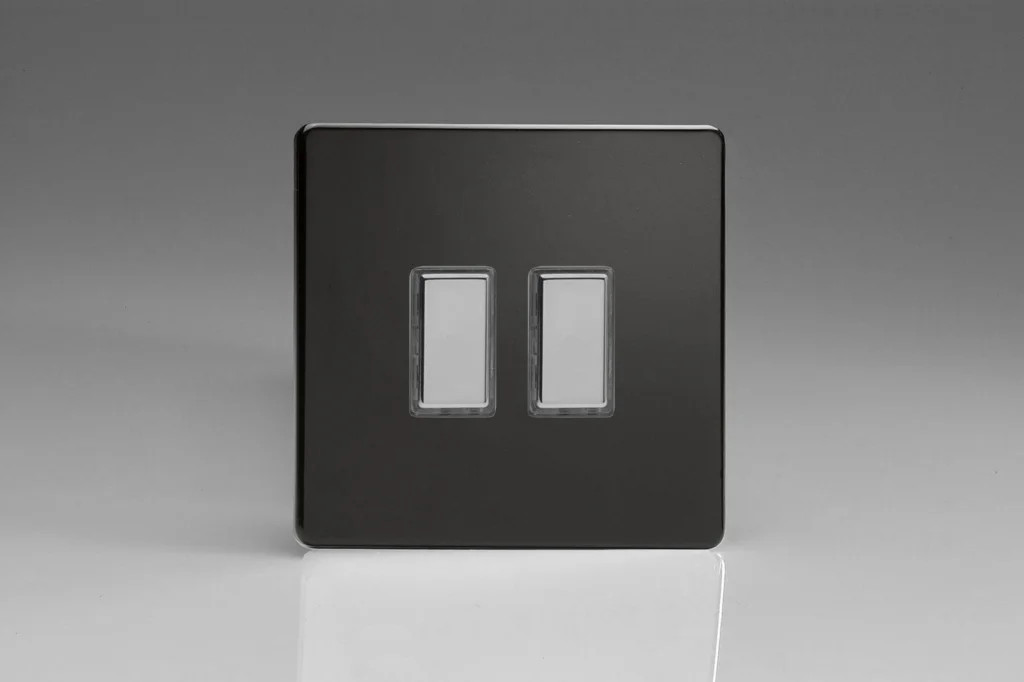 Dimmer Black V-Pro Multi-Point Supplementary Control Screwless Premium 2-Gang