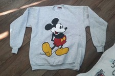 Vintage Disney Mickey Mouse Crewneck Sweatshirt Size Medium Grey Read See Pics