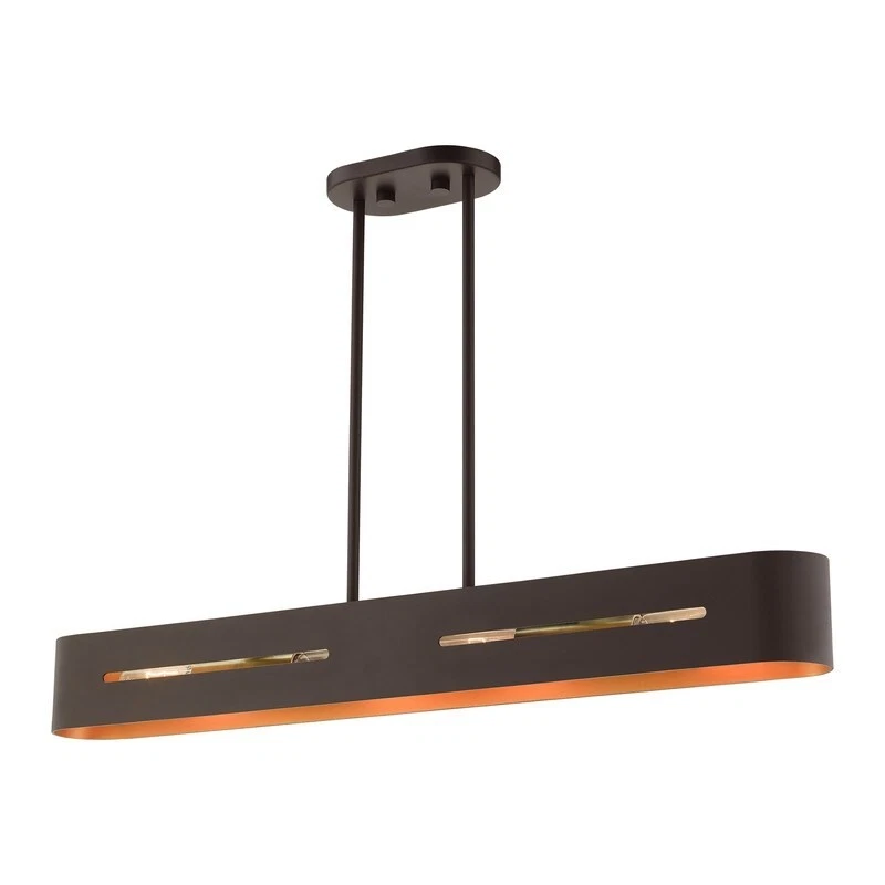Candelabro linear Livex Lighting 4 bronze claro com bronze antigo 35,5" L x 4. - Imagem 4 de 4
