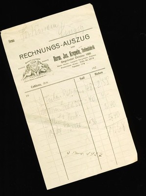 Original 1927 Rechnung für Seife nFabrik Herm. Jos. Krepele COBLENZ Vater Rhein