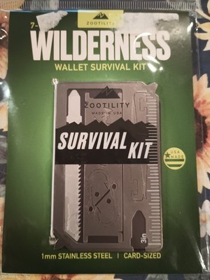 Zootility 8-In-1 Wilderness Wallet Survival Kit Made In USA Fire Starter Compact