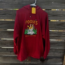 Vintage 90  s Disney Pooh's 100 Acre Embroidered Red Hoodie Embroidered New NWT