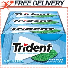 Trident Mint Bliss Sugar Free Chewing Gum, 12 Packs of 14 Pcs 168 Pieces