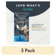  3 pack Reveal Pet Food, Natural Wet Cat Treats, Mackerel Loin, 1.06 oz Bag