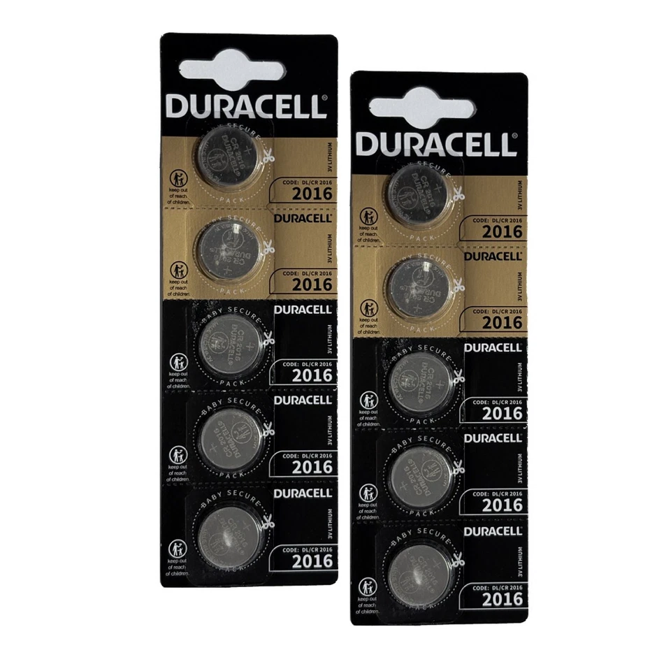 DURACELL D2016 PAQUETE DE 10 UNIDADES NUEVAS 3V CR2016 BATERÍA DE CELDA DE MONEDA DE LITIO CADUCIDAD 2035 Foto 2 de 4