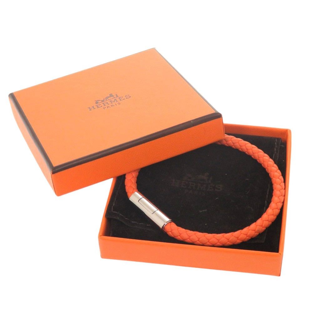 Hermes Goliath Orange Leather Bracelet 6.5in Silver Hardware Women's thumbnail 2