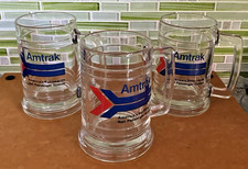3 VTG Amtrak Barware Beer Mugs Steins America's Railway System Railroad 16 oz