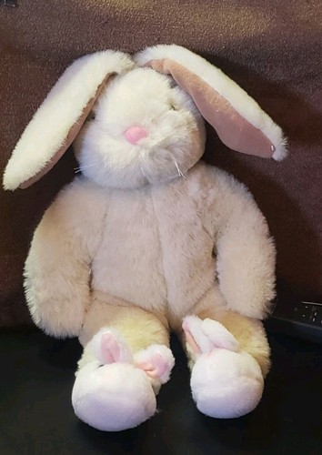 Vintage Easter Rabbit Plush Bunny Two White Bunny Slippers 15" Stuffed Animal - Picture 3 of 9