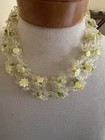 Vintage 1960s West German Floral Sunglower  Multi Strand Yellow Green Necklace — photo 1