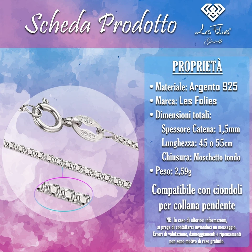 Collana Popcorn da 45cm o 55cm spessore 1,5mm in argento 925 - Les Folies - Immagine 3 di 4