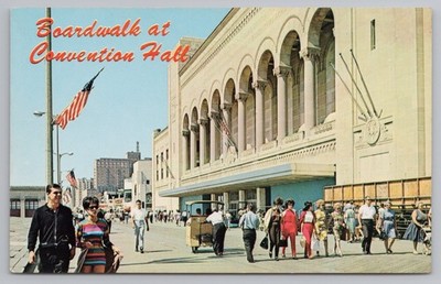 Atlantic City NJ Boardwalk Convention Hall Vintage Plastichrome Postcard  J1187