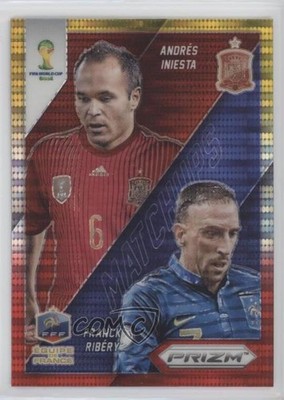 2014 Prizm World Cup Yellow & Red Pulsar vs Andres Iniesta Franck Ribery #24 xp6